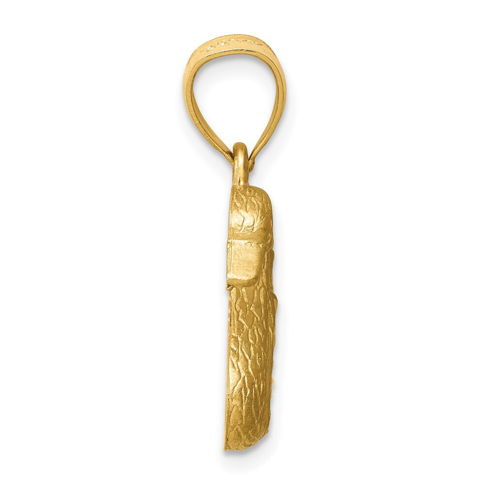 14k Yellow Gold Diamond-cut Swan Pendant for Women