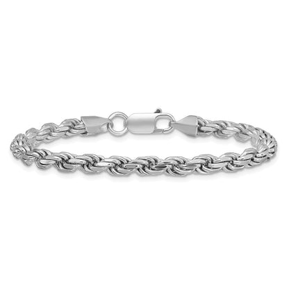 Sterling Silver Rhodium-plated 4.6mm Diamond-cut Rope Chain Bracelet