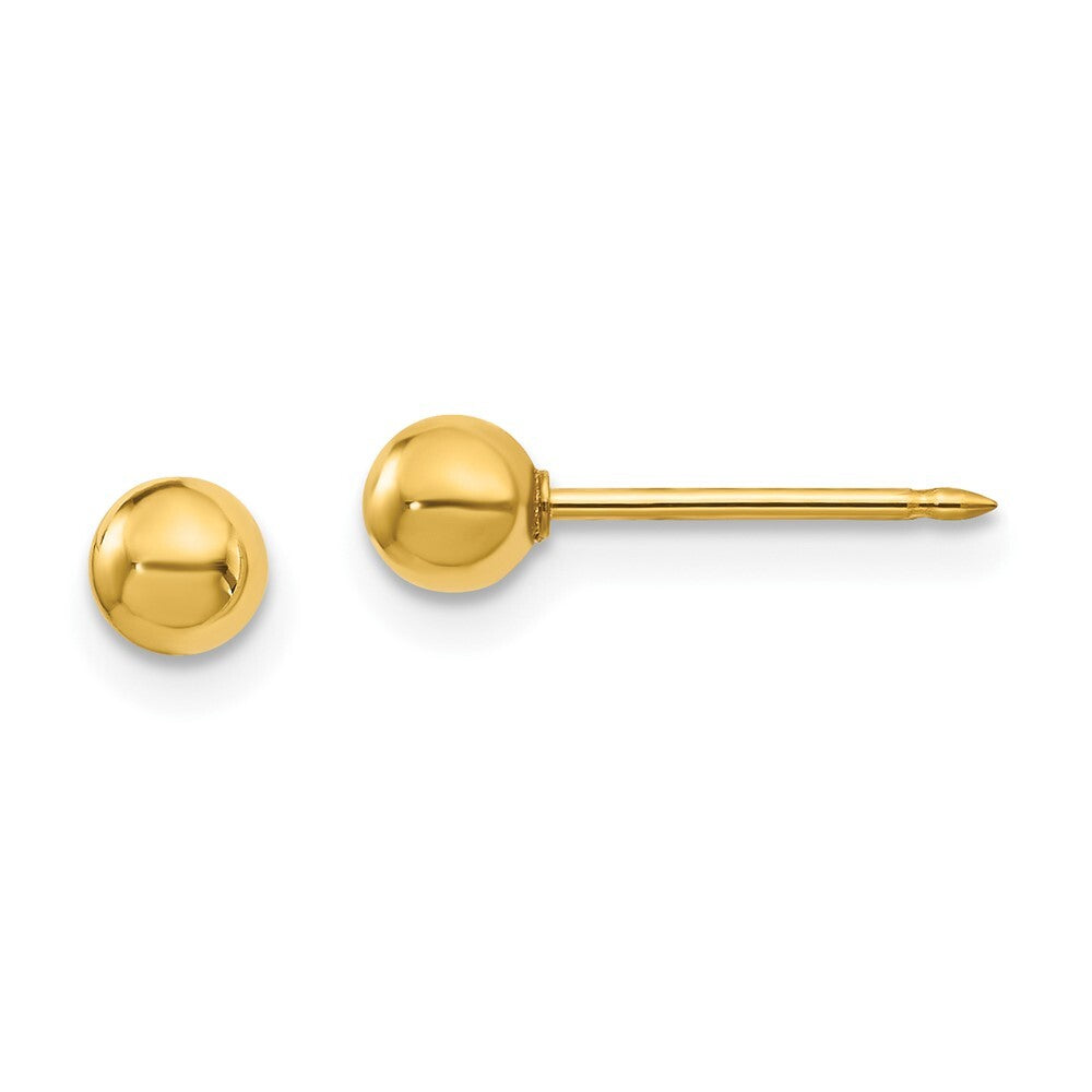 18k Yellow Gold 4mm Ball Stud Earrings Gift for Women