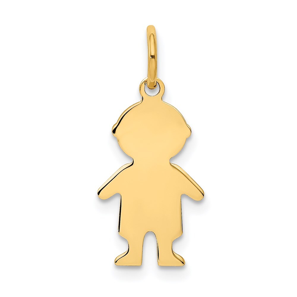 14k Yellow Gold .011 Depth Engravable Boy Charm Pendant for Women