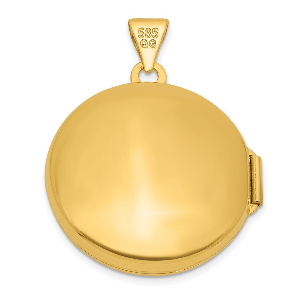 14k Yellow Gold & Rhodium Diamond Polished Cross 20mm Round Locket for Women