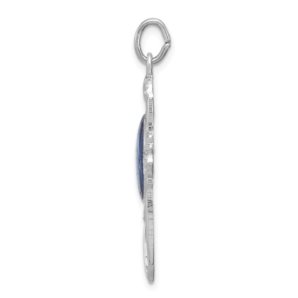 Sterling Silver Rhodium-plated Miraculous Medal Pendant Cross Pendant