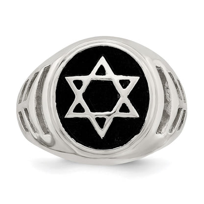 Sterling Silver Antiqued Star of David Ring Size 11