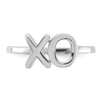 14k White Gold Polished X-O Ring Size 7