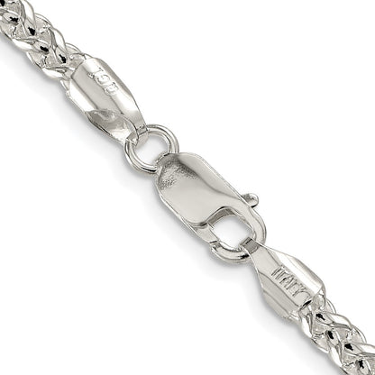 Sterling Silver Rhodium-plated 4mm Round Spiga Chain Necklace