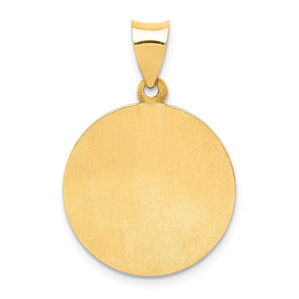 14k Yellow Gold Polished and Satin St Michael Medal Hollow Pendant for Women