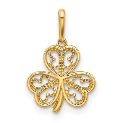 14k Yellow Gold Polished Three Leaf Clover Pendant