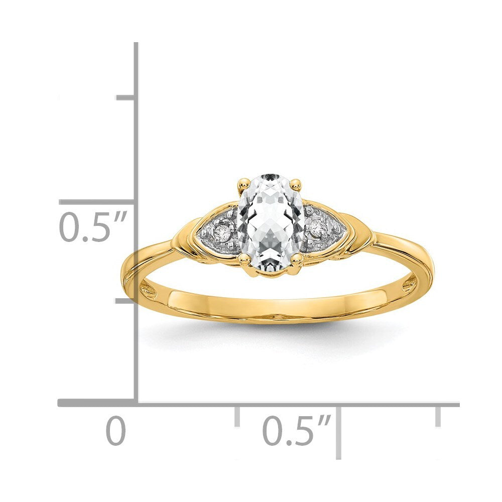 14K Yellow Gold White Topaz and Diamond Ring