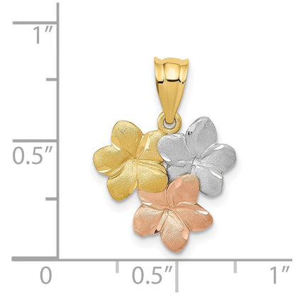 14k Tri-Color Gold Tri-Color Flower Pendant for Women
