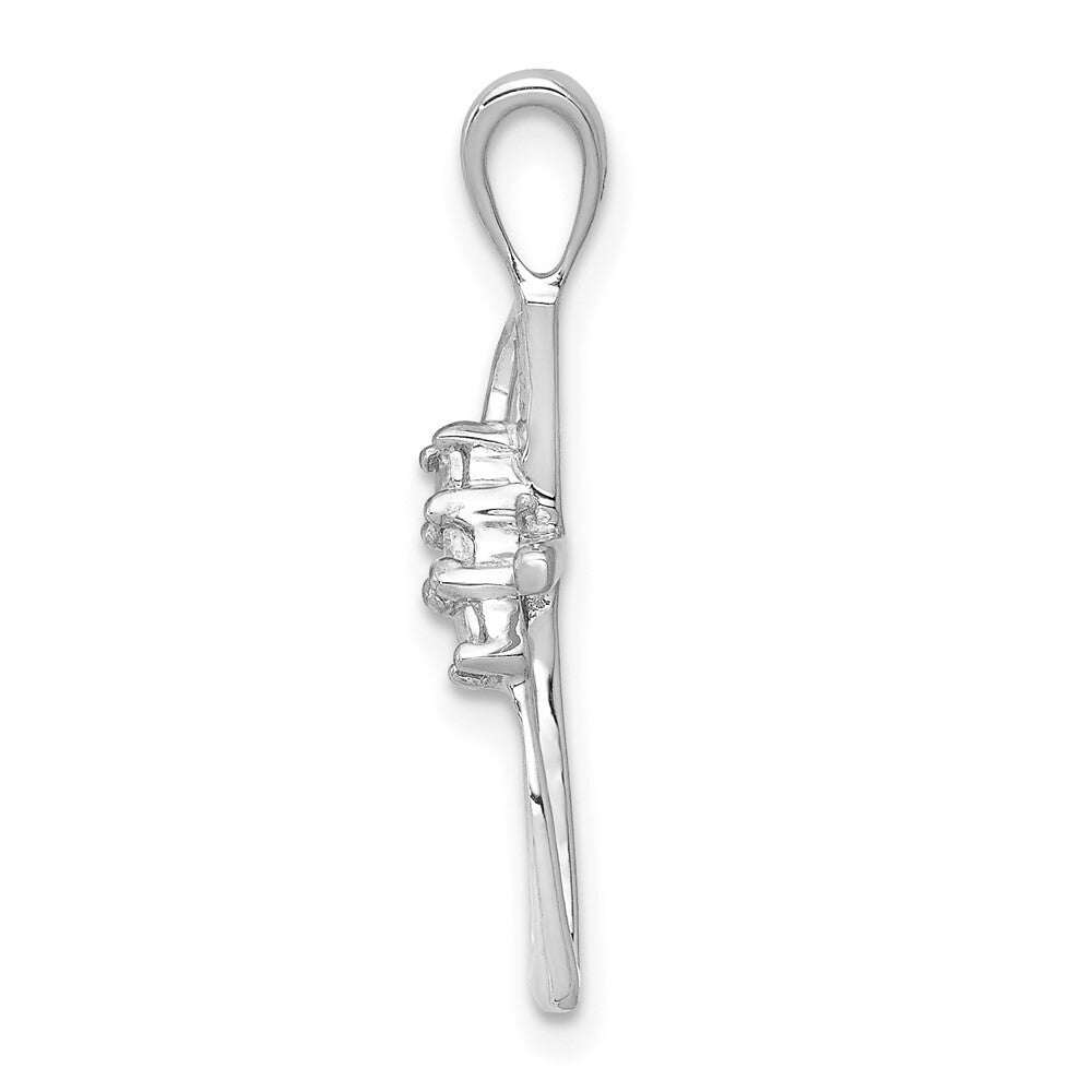 14k White Gold .01ct. Diamond Cross Pendant for Women