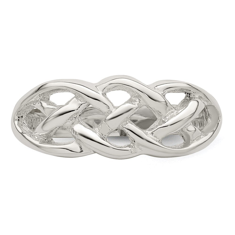 Sterling Silver Polished Woven Celtic Pattern Top Ring Size 8