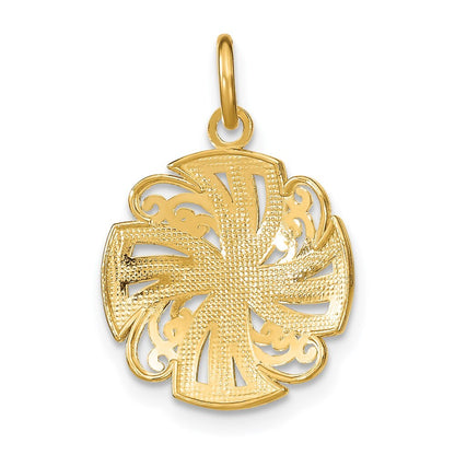 14k Yellow Gold Rhodium Pinwheel Medallion Charm Pendant for Women