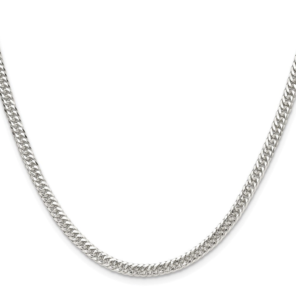 Sterling Silver Rhodium-plated 3.9mm Double Diamond-cut Curb Chain Necklace