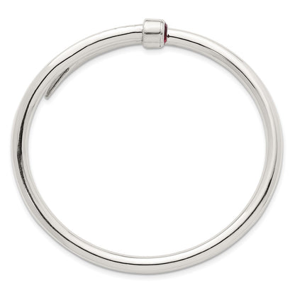 Sterling Silver Polished Red CZ Slip On Expandable Bangle