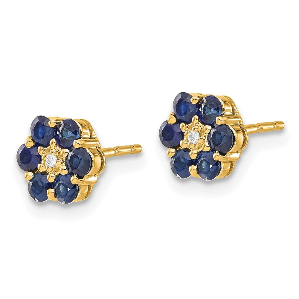 14k Yellow Gold and Rhodium Sapphire and Diamond Earrings