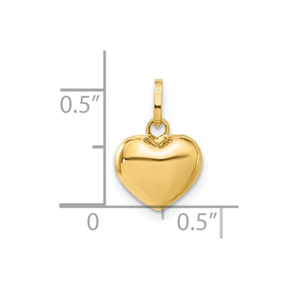 14k Yellow Gold Polished 3-D Puffed Heart Pendant