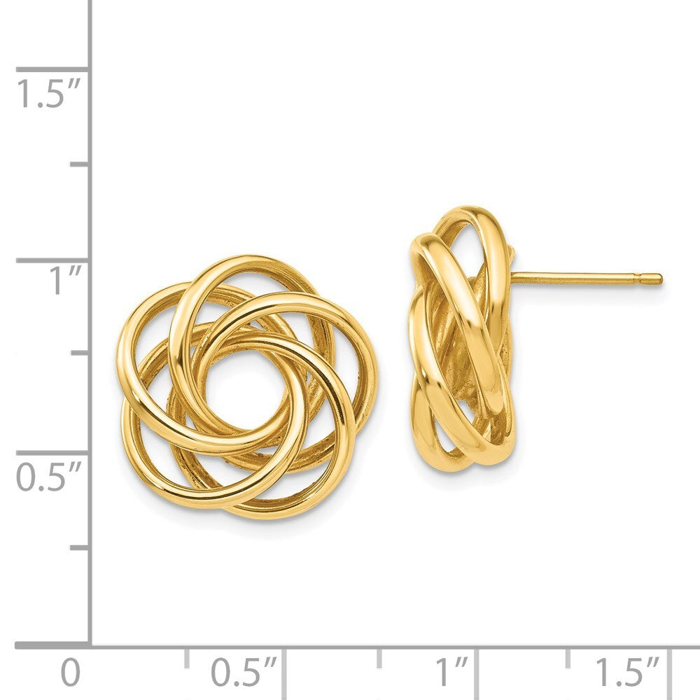 14k Yellow Gold Love Knot Stud Earrings