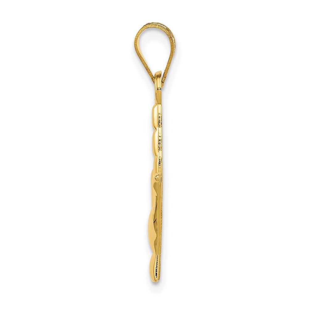 14k Yellow Gold Polished I Love You Hand/Sign Language Charm Pendant for Women