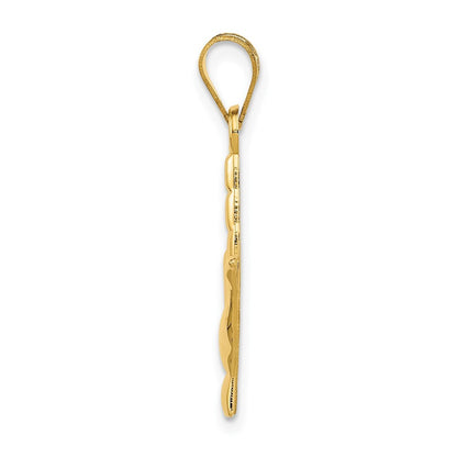 14k Yellow Gold Polished I Love You Hand/Sign Language Charm Pendant for Women