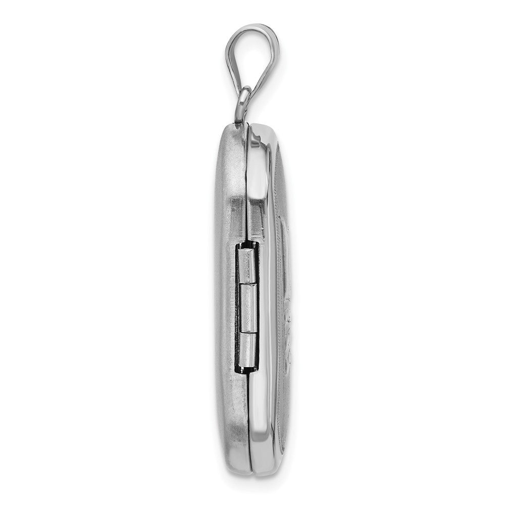Sterling Silver Rh-plated Satin Polished Epoxy Flag 30x19mm Locket