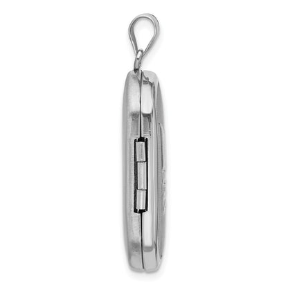 Sterling Silver Rh-plated Satin Polished Epoxy Flag 30x19mm Locket
