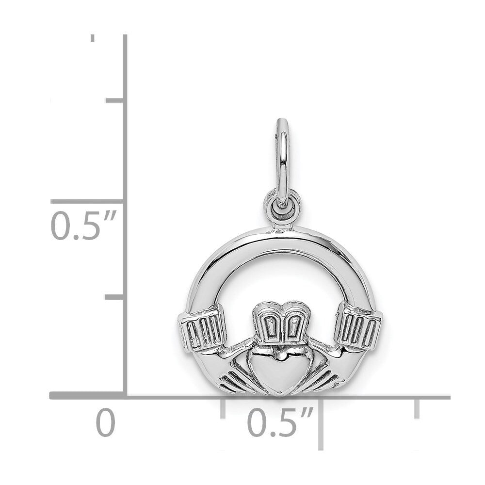 14k White Gold Claddagh Charm Pendant for Women