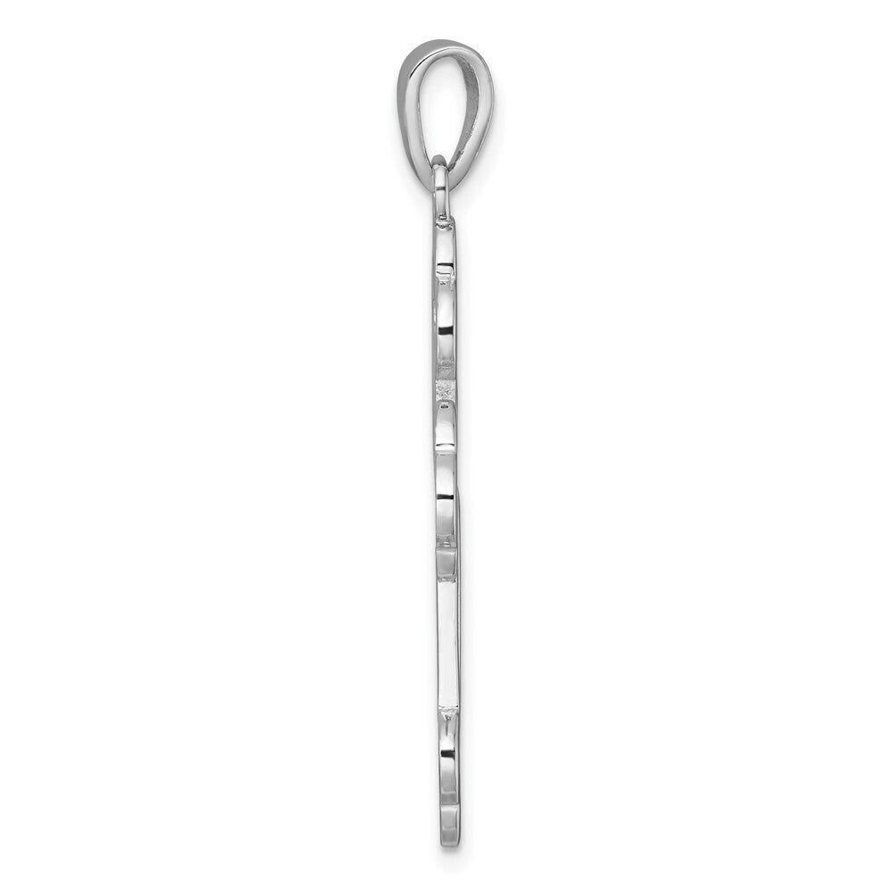 Sterling Silver Rhodium-plated Polished Cutout Budded Cross Pendant