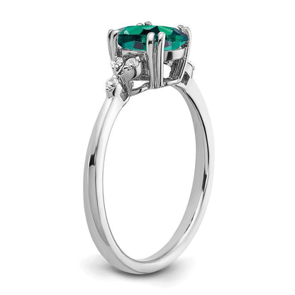 Sterling Silver Rhodium-plated Created Alexandrite and Diamond Ring Size 7