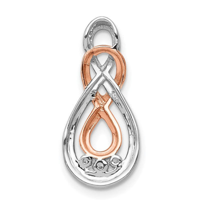 14k Two-tone Gold White and Diamond Double Infinity Chain Slide Pendant