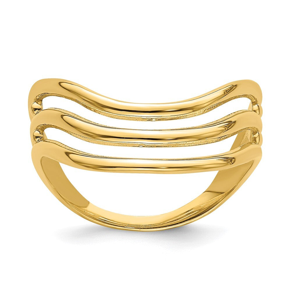 14K Yellow Gold Triple Wave Fashion Thumb Ring