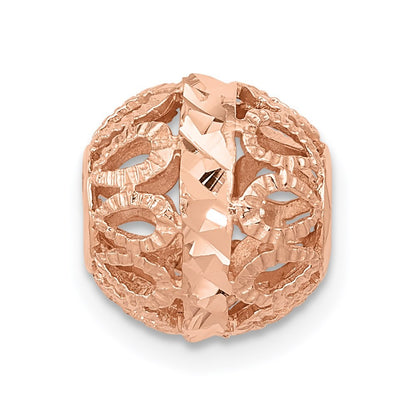 14k Rose Gold Diamond-cut Filigree Ball Chain Slide