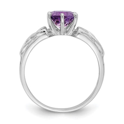 Sterling Silver Rhodium-plated Amethyst Celtic Trinity Ring Size 7