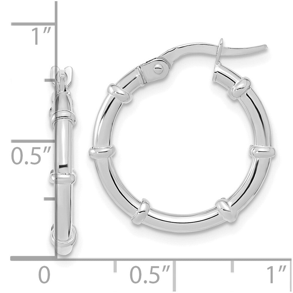 14K White Polished Fancy Hoop Earrings Gift for Women