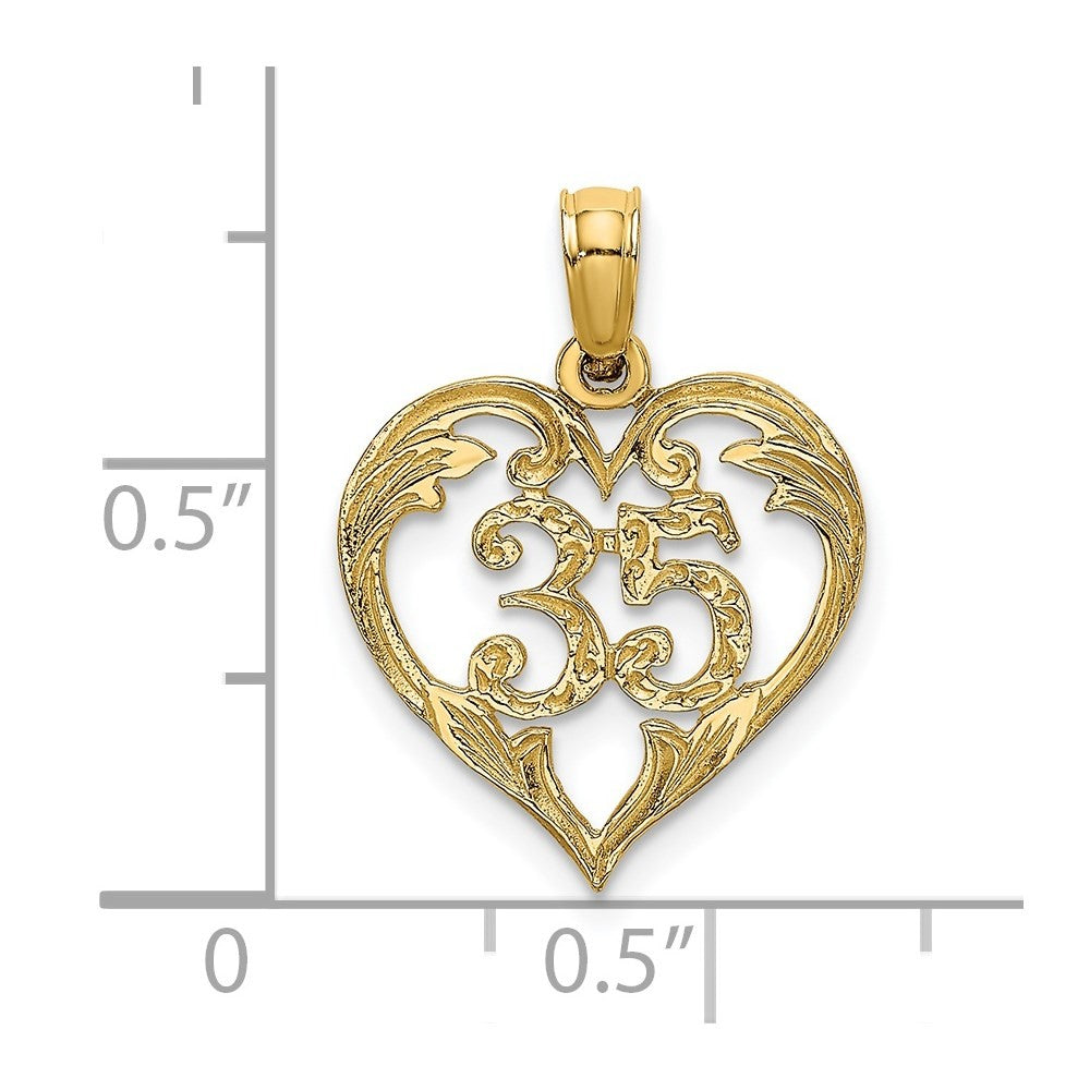 14k Yellow Gold 35 In Heart Charm Pendant