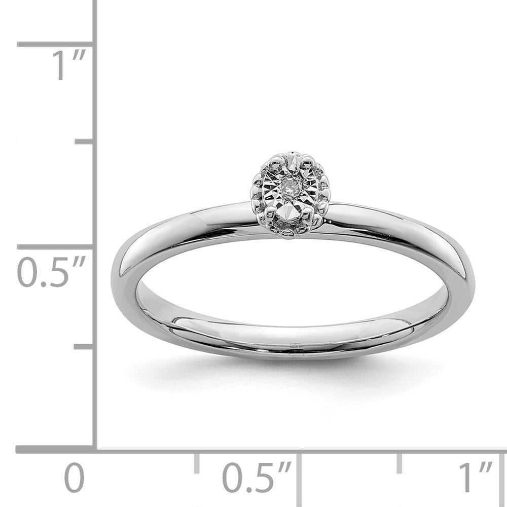 Sterling Silver Rhodium Plated Polished Diamond Ring Size 6