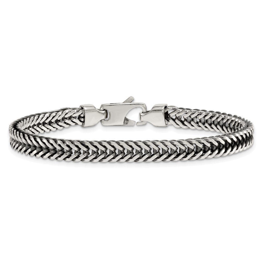 Sterling Silver Antiqued Polished 6mm Wheat Chain Bracelet 8 inch Bracelet