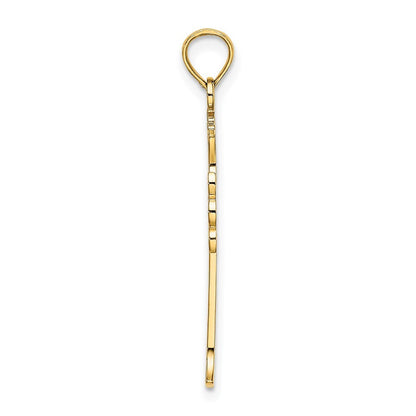 14k Yellow Gold Double Sided Engraved Cross Charm Pendant for Women