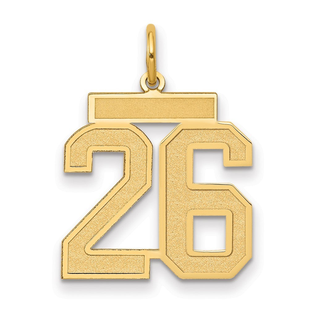 14k Yellow Gold Medium Satin Number 26 Charm