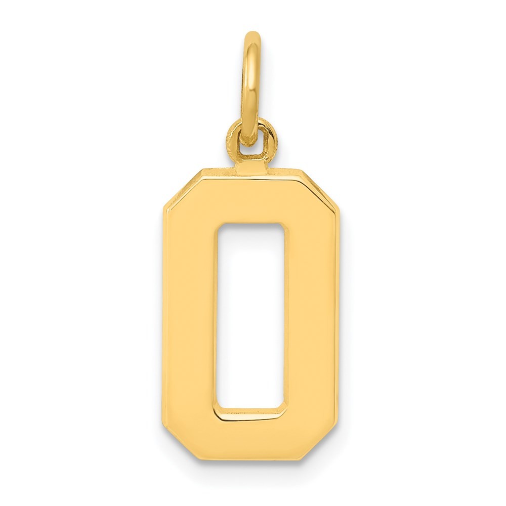 14k Yellow Gold Medium Polished Number 0 Charm Pendant