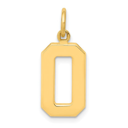 14k Yellow Gold Medium Polished Number 0 Charm Pendant