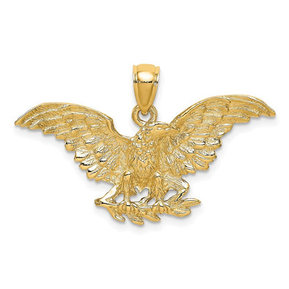 14k Yellow Gold Eagle  Wings Spread Charm Pendant for Women