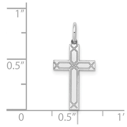 14k White Gold Laser Designed Cross Charm Pendant for Women