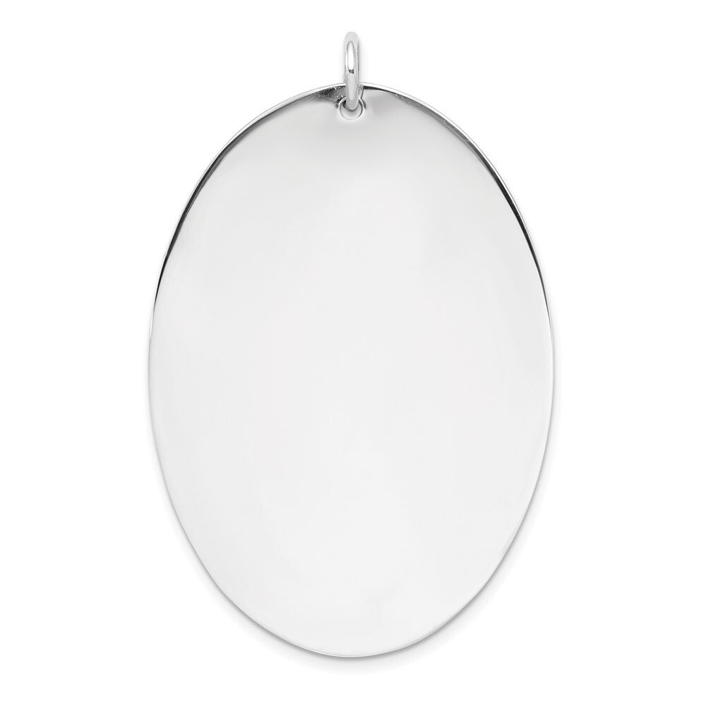 Sterl Silver Rh-plt Engraveable Oval Polished Front/Satin Back Disc Charm