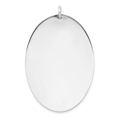 Sterl Silver Rh-plt Engraveable Oval Polished Front/Satin Back Disc Charm
