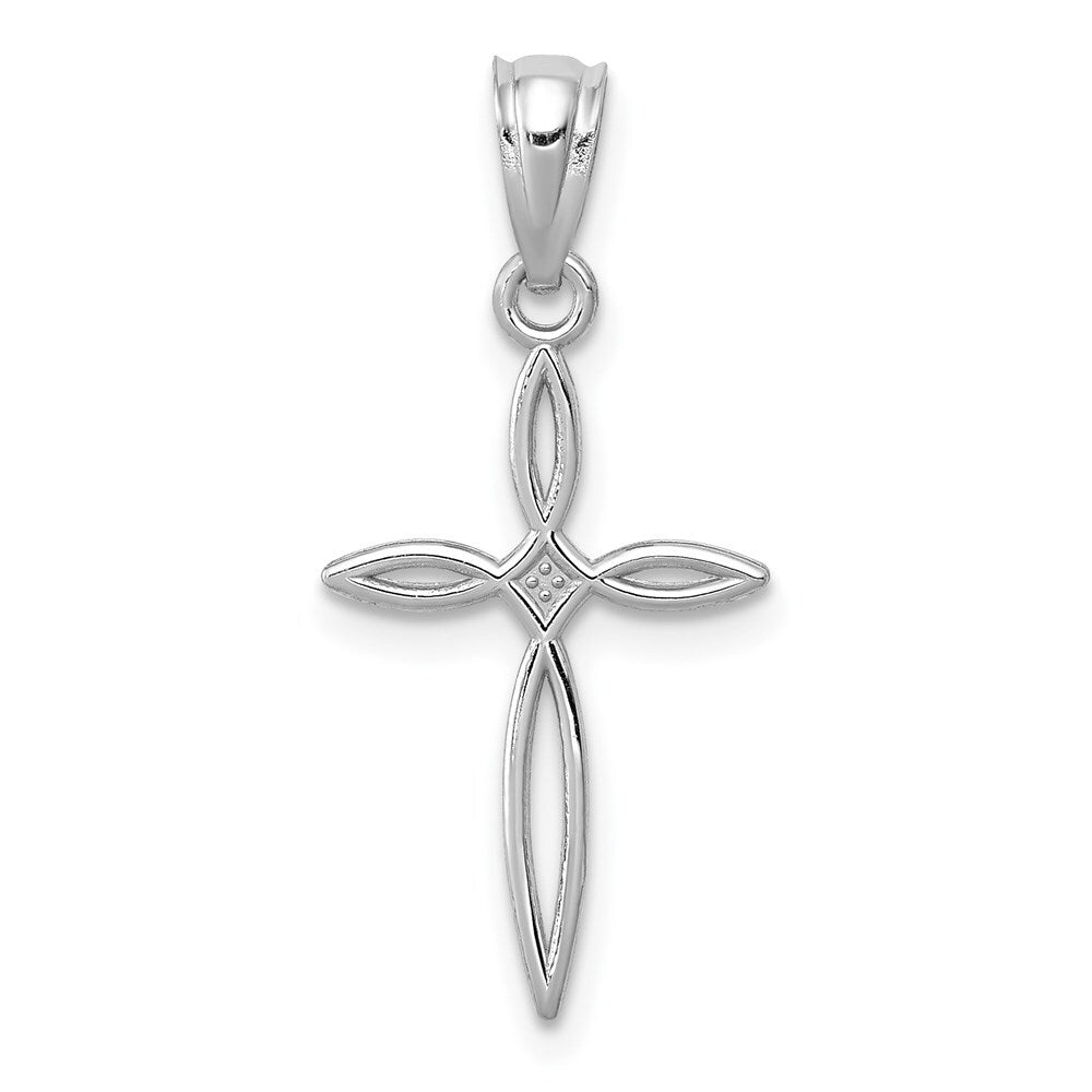 14k White Gold Passion Cross Charm Pendant for Women