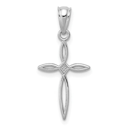 14k White Gold Passion Cross Charm Pendant for Women