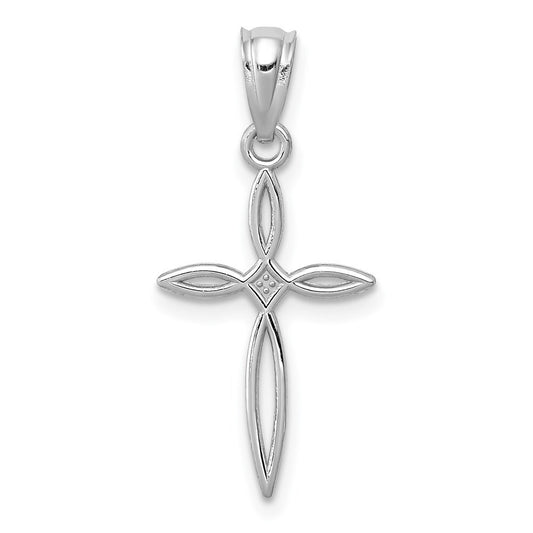 14k White Gold Passion Cross Charm Pendant for Women
