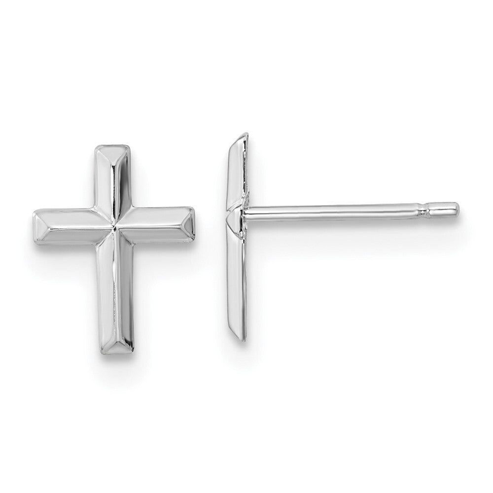 14k White Gold Polished Cross Stud Earrings Gift for Women
