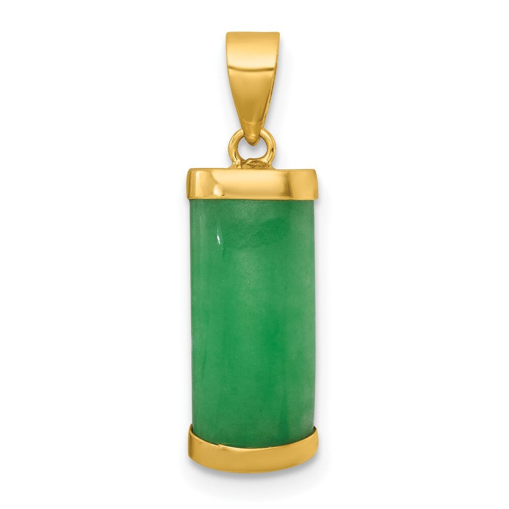 14k Yellow Gold Polished Jade Domed Bar Pendant for Women