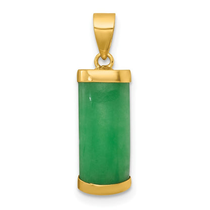 14k Yellow Gold Polished Jade Domed Bar Pendant for Women
